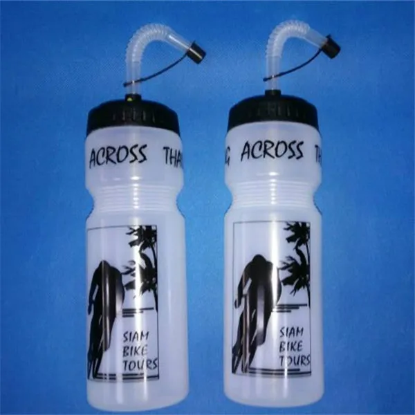 Hot sell novel plastic sports water bottle with long straw