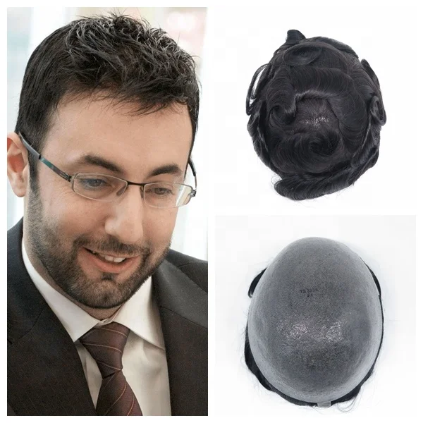 

Best Quality Natural Thin Skin men's stock Hairpieces,Toupees,hair placement systems