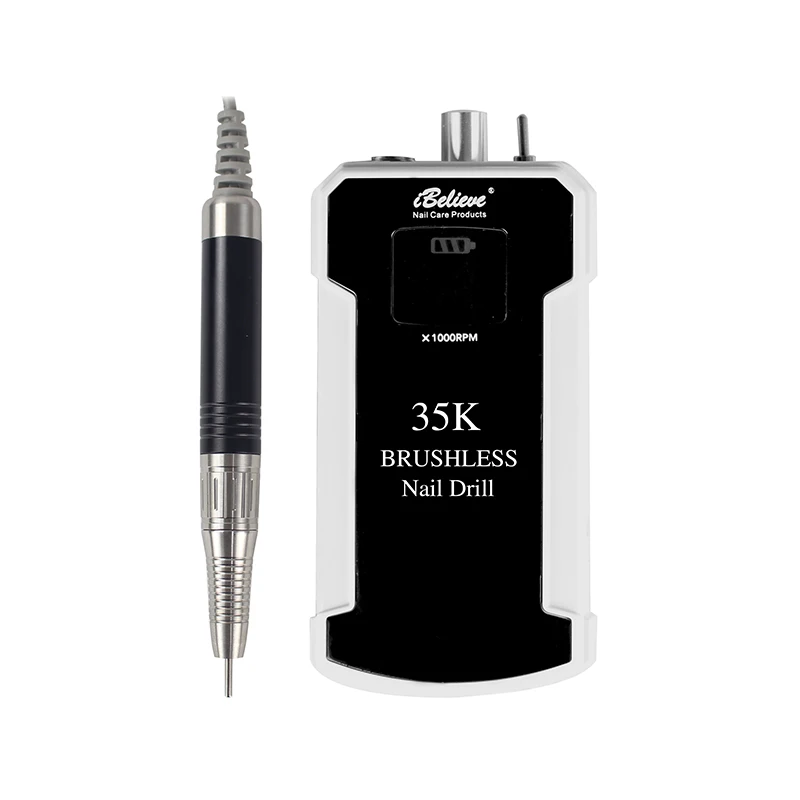 

New strong brushless motor 80W portable cordless rechargeable nail drill 35000RPM, White;red;black