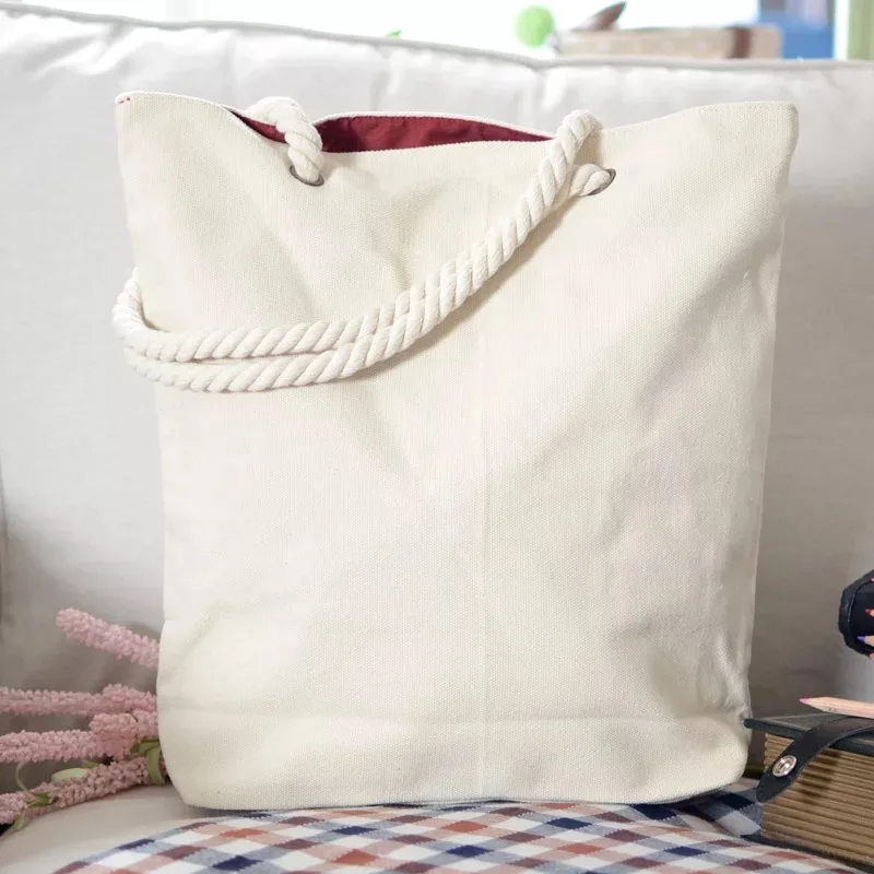12oz Cheap Wholesale Canvas Rope Handle Beach Bag Tote Shopping Bag