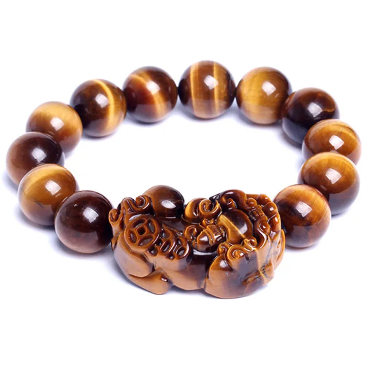 

2021 New Arrival Luxurious Natural Stone Pixiu Charm Tiger Eye Bracelet for Unisex Accessories, As picture