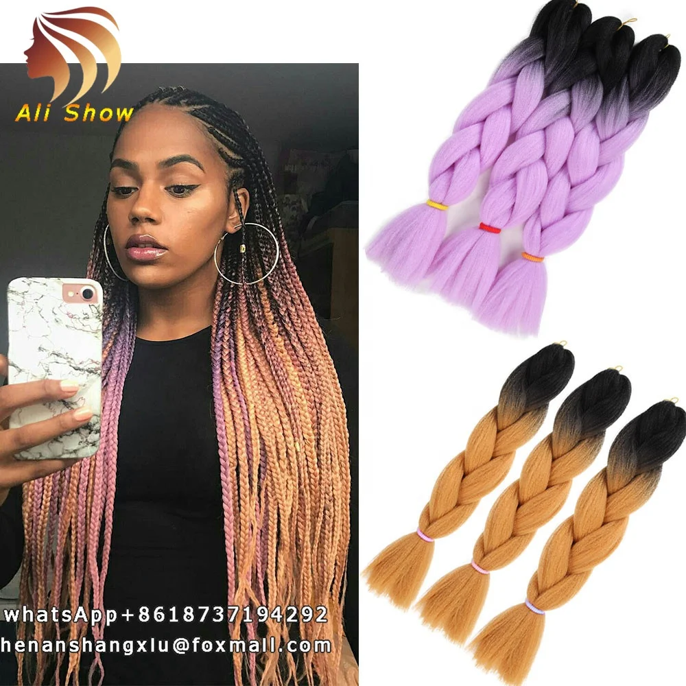 Ombre Jumbo Braiding 24inch 82inch Ombre Jumbo Braid Pression Crochet Synthetic Yaki Texture Jumbo Braids Hair Extension
