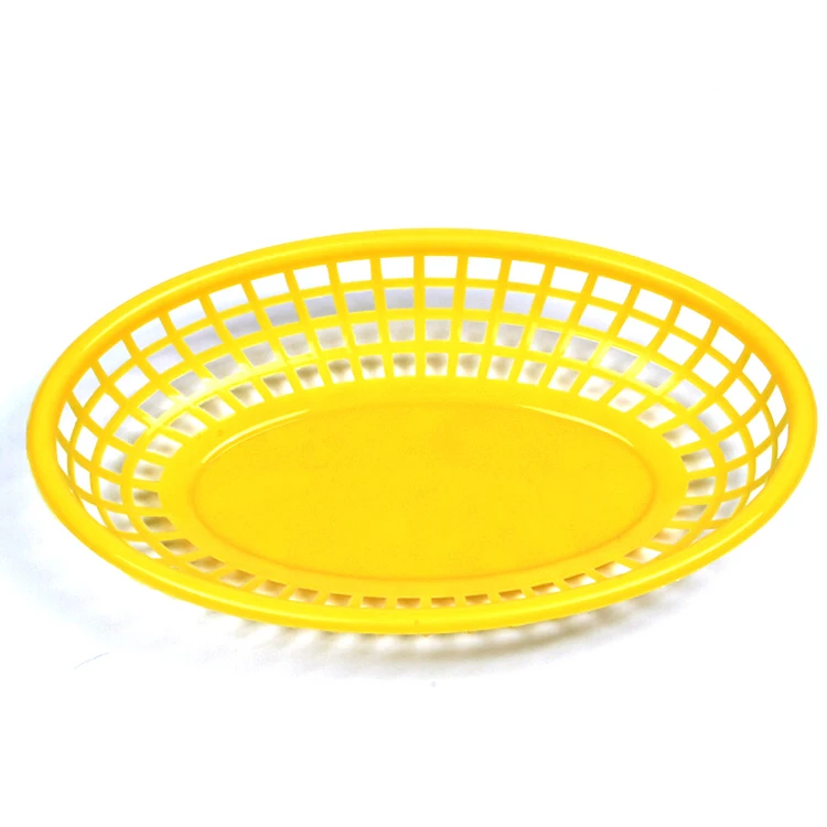 

Food grade oval flat plastic fast food baskets, Brown/green/ red/yellow/black
