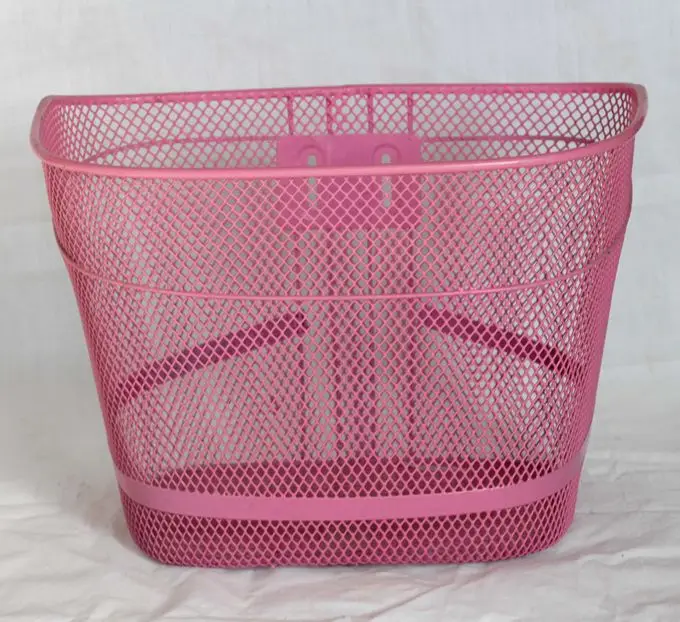 CE approved plastic kids bike basket pink girl bicycle basket. mesh girl bi...