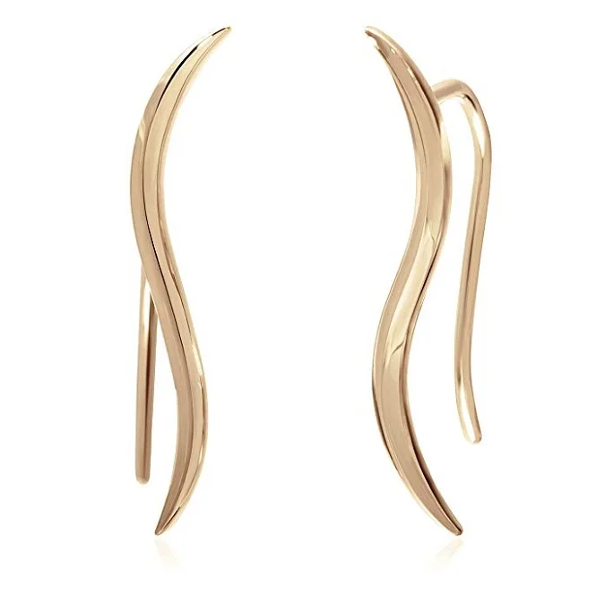 

Sterling Silver Ear Crawler Earrings Minimalist Leaf Climber Earrings