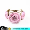 Gold plated Skull Rhinestone rose charms bangle bracelet set, Wholesale dubai lucky jewelry bracelet, fashion 2015 bracelet