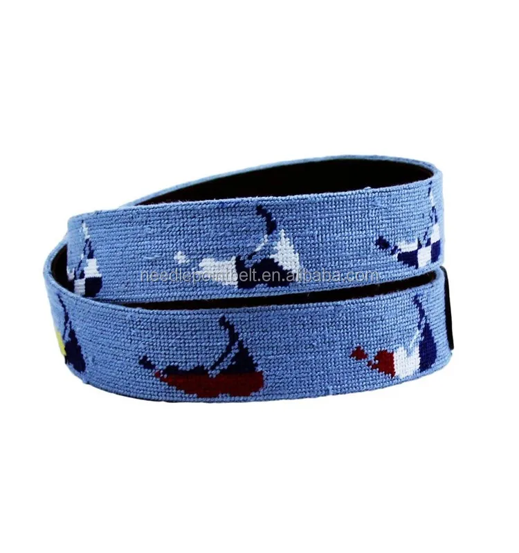 Nantucket Nautical Needlepoint Belt in Antique Blue2.jpg