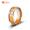 New Fasion Jewelry Ring Silver White Ceramic Napkin Stainless Steel Ring