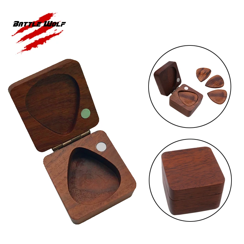 

2022 New Style Easy To Carry 3-10Pcs Wood Guitar Pick Box Case Holder Wood Custom