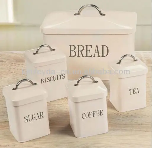 Set Of 5 Tea Coffee Sugar Biscuits Containers And Bread Bin With Set Of 5 Tea Coffee Sugar Biscuits Containers And Bread Bin With Handle