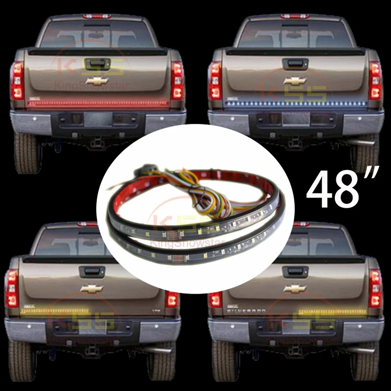 Car LED Strip Tailgate Red White Flowing Turn Signal Tail Light for GMC Truck SUV Pickup