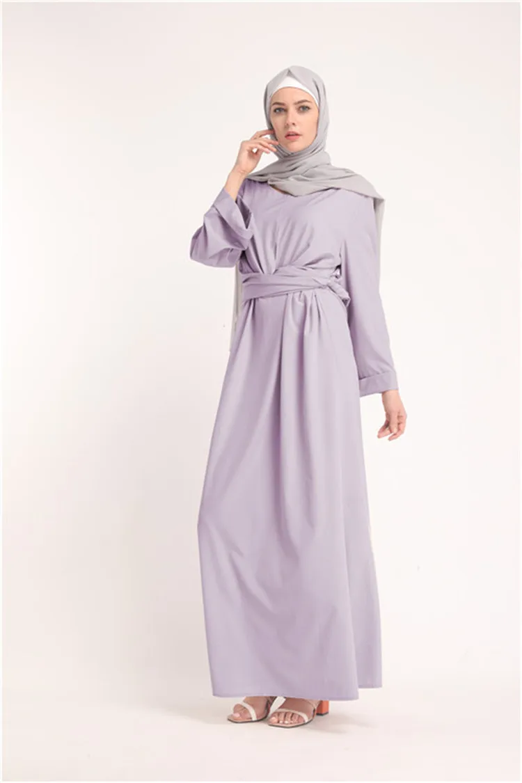 Lovely Young Girl Light Purple Muslim Dress With Wide Belt - Buy High ...