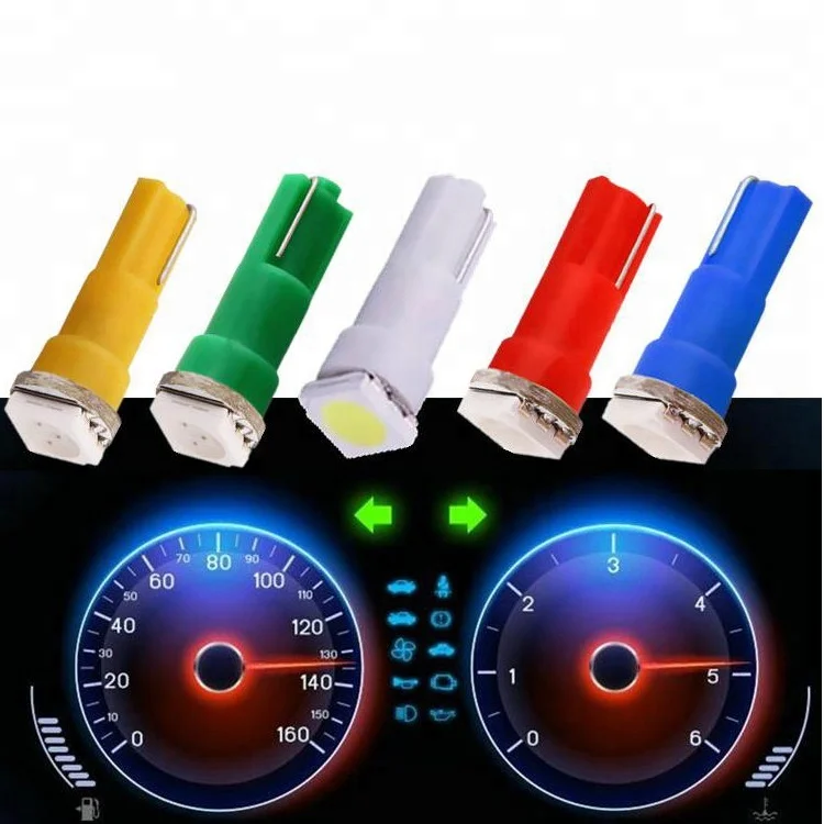 

Free Shipping 73 74 T5 Led 5050 1SMD With Wedge Base For Car Dashboard Indicator Bulbs White Green Blue Red Amber Side Lamps 12V, White /blue /red/ yellow / green /pink