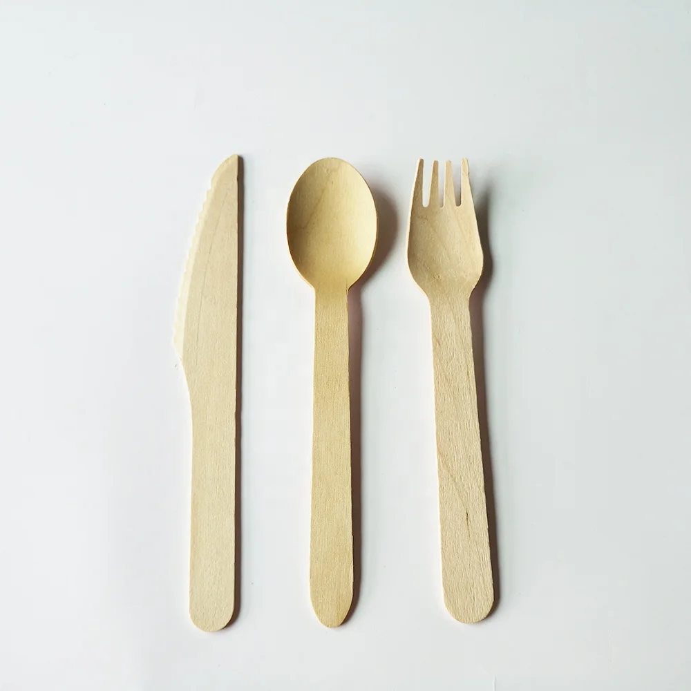 

Disposable spoon fork birchwood cutlery