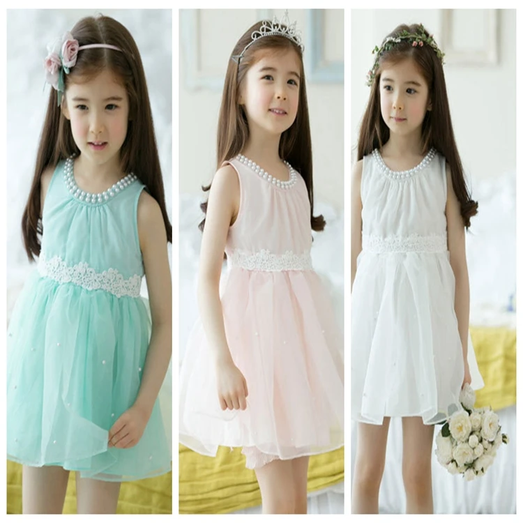 

Ribbon Embroidered Ivory Lace Children Chiffon Flower Girl Dresses, As pictures or as your needs