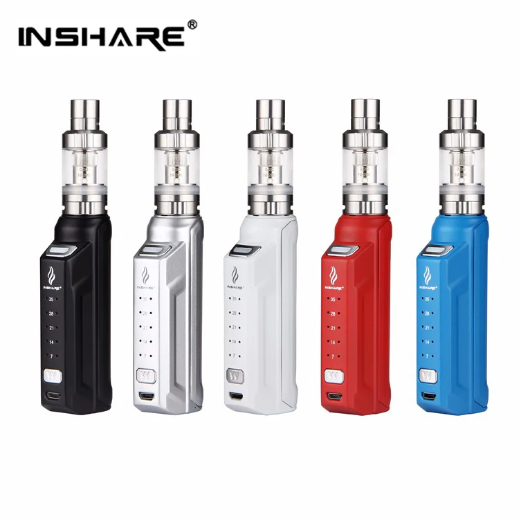 

inshare brand Prefilled Vape E Cigarettes Starter Kit 35W E Cig Vape Mod with Rechargeable Battery 2000 mAh 2.0ml vape box mod, Black silver blue red white