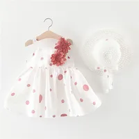 

2019 Wholesale Baby girl Summer flower girl dress cloth set with hat