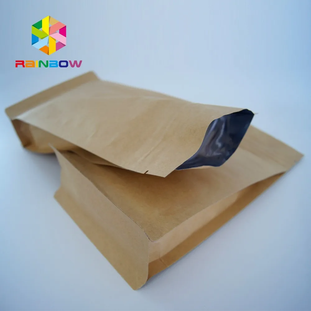 Brown Kraft Paper Bags Aluminum Foil Lined Kraft Paper Coffee Bags With