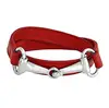 Wholesale Women Horse Riding Red Genuine Leather Stainless Steel Horses Bit Equestrian Wrap Bracelet