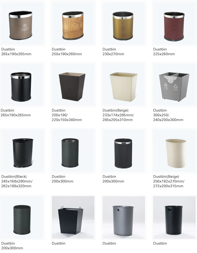 Office Classic Leather Trash Cans Waste Paper Basket Storage Bin for Bathroom 
