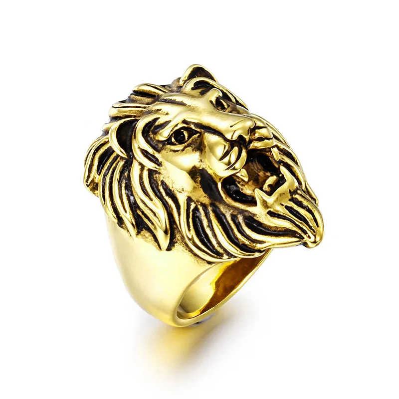 

Manufacturer OEM Custom Stainless Steel Gold Men Ring Lion, Gold or silver