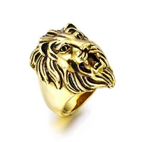 

Manufacturer OEM Custom Stainless Steel Gold Men Ring Lion