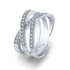 Authentic Silver Color Pan Ring Openwork Eternity Entwined Crystal Rings For Women Wedding Gift Europe Jewelry