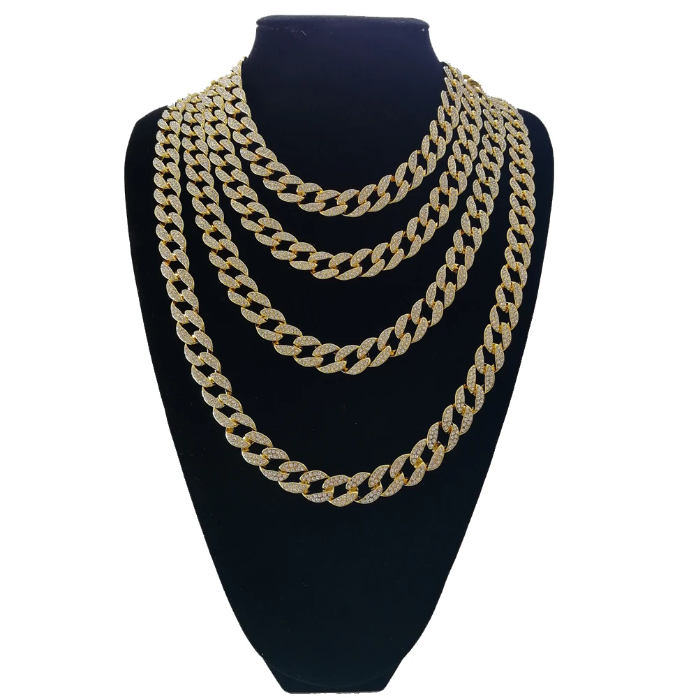 18inch 20inch 24inch 30 inch Hip Hop Iced out Cuban Chain Cuban Link Chain Necklace Bling bling Jewelry N409