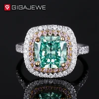 

Cushion Cut 3.0Ct Moissanite Engagement Green Color 925 Sterling Silver diamond rings