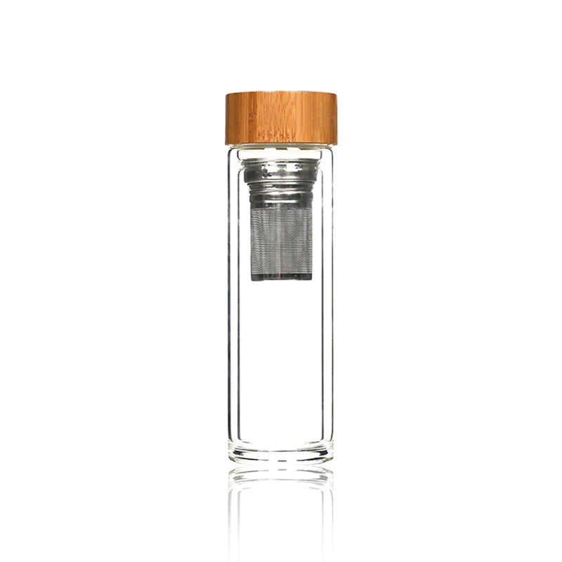 

Glass tea infuser bottle with bamboo lid