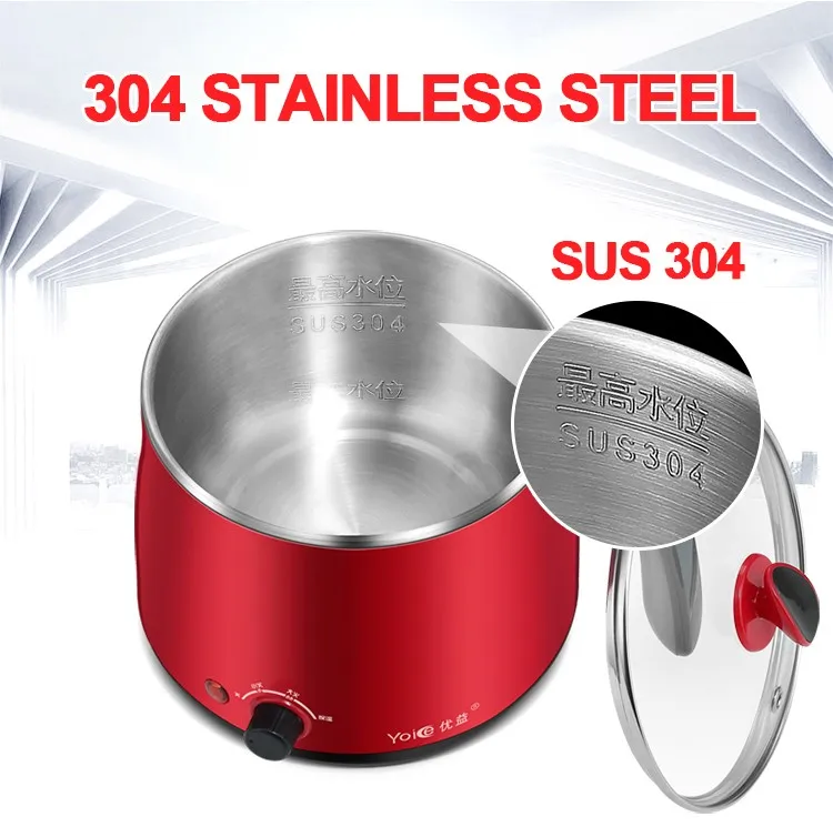 With Steam Box Electric Hot Pot 304 Stainless Steel Red Color Electric