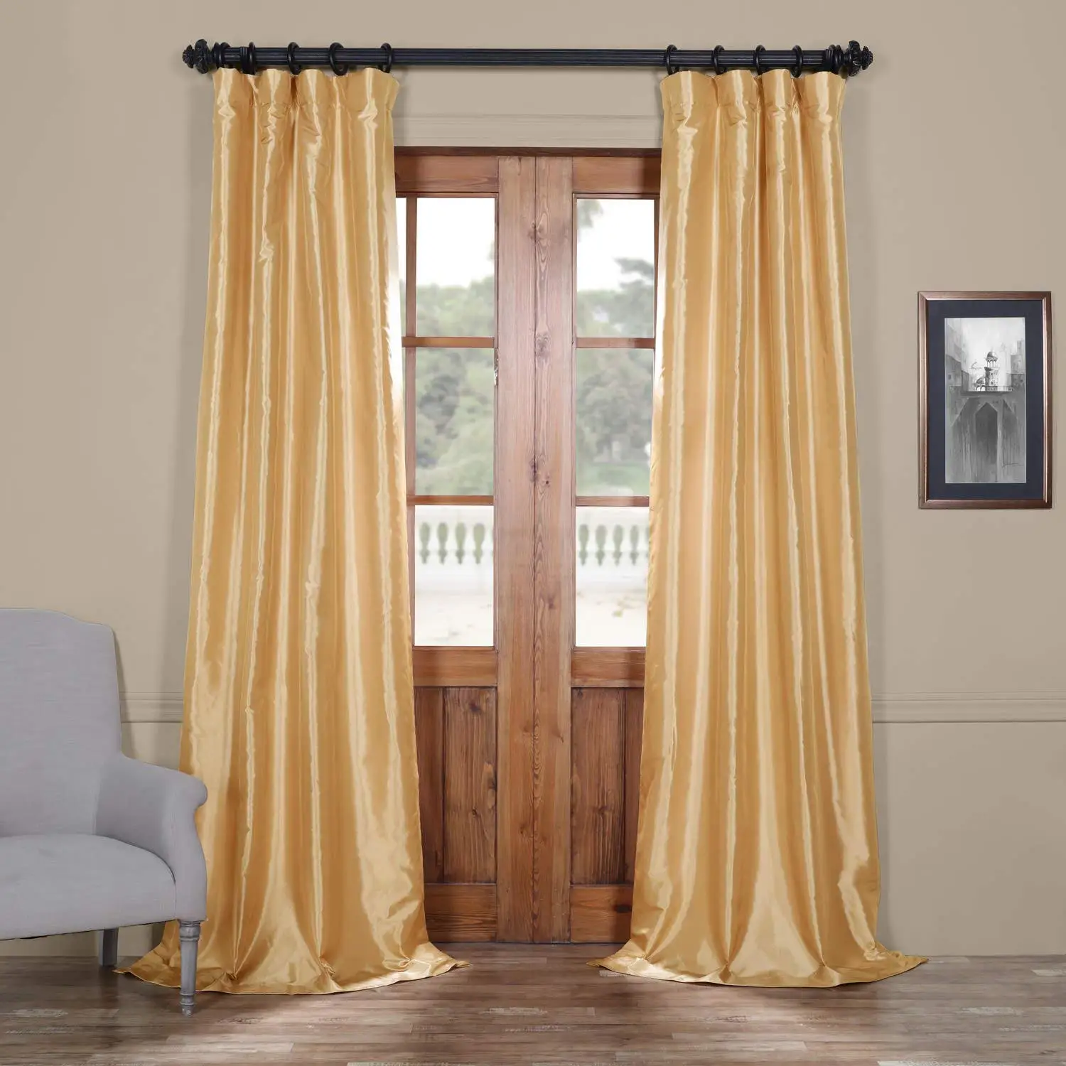 Mendi Ptpch-170805A-84 Royal Printed Faux Silk Taffeta Blackout Curtain 50 x 84