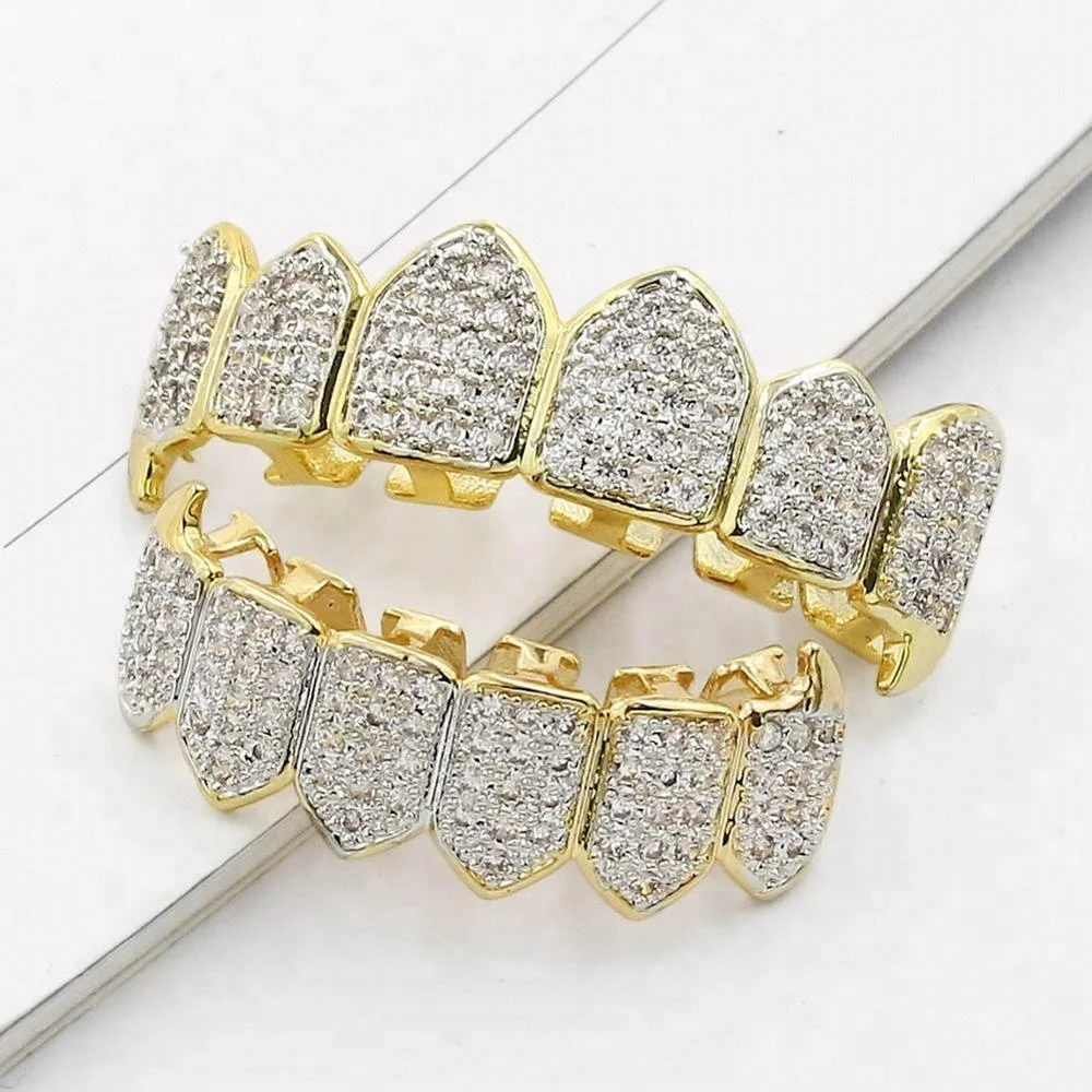 

Fashion Diamond Gold Teeth Grillz Grills Top Bottom