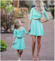 

2019 Mother And Daughter Half Sleeve Dresses Family Princess Light Green Mother Daughter (this link for girls,1-13years)