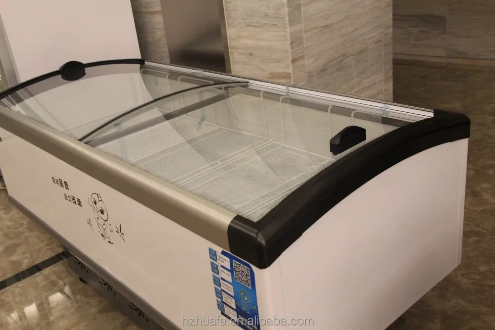 
Supermarket island deep freezer glass door 