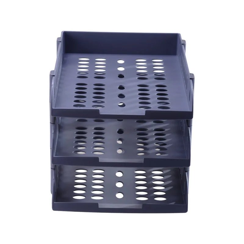 
US-3033 Folding Office File Tray 3 Layers Plastic Letter Organizer Desktop Paper Sorter 