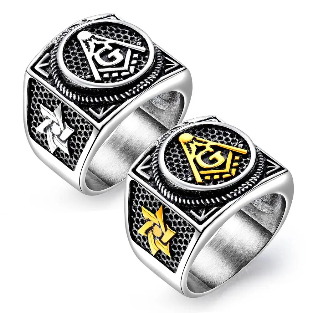 

Vintage stainless steel star of david masonic rings for man