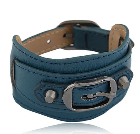 

Leather extra wide belt buckle personality bracelet, N/a