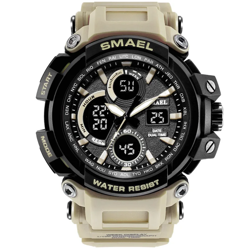 

smael mens watch 1708 water resistant sport electronic dual time wristwatch