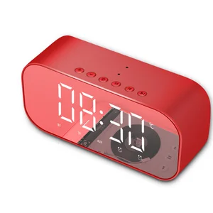 mirror surface display smart alarm clock bluetooth speaker with vibratory film loudspeaker portable mini audio player