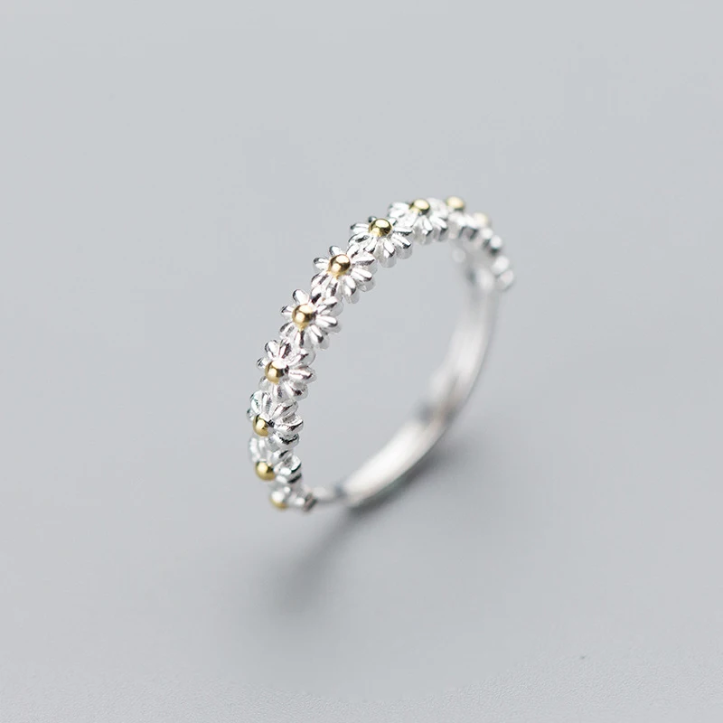 

High Quality Simple Sterling Silver 925 Small Daisies Flower Rings