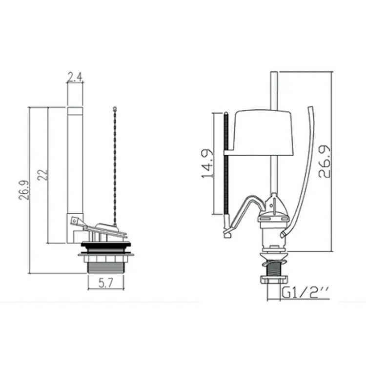 Sanitary Manual Toilet Urinal Flushing Mechanisms Single Push Button ...