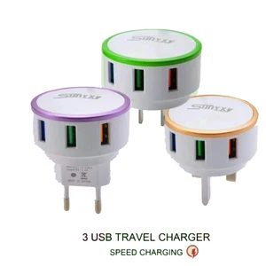 2019 new arrivals wholesale mobile accessories free shipping 3USB 5 minute fast custom portable phone USB charger with light