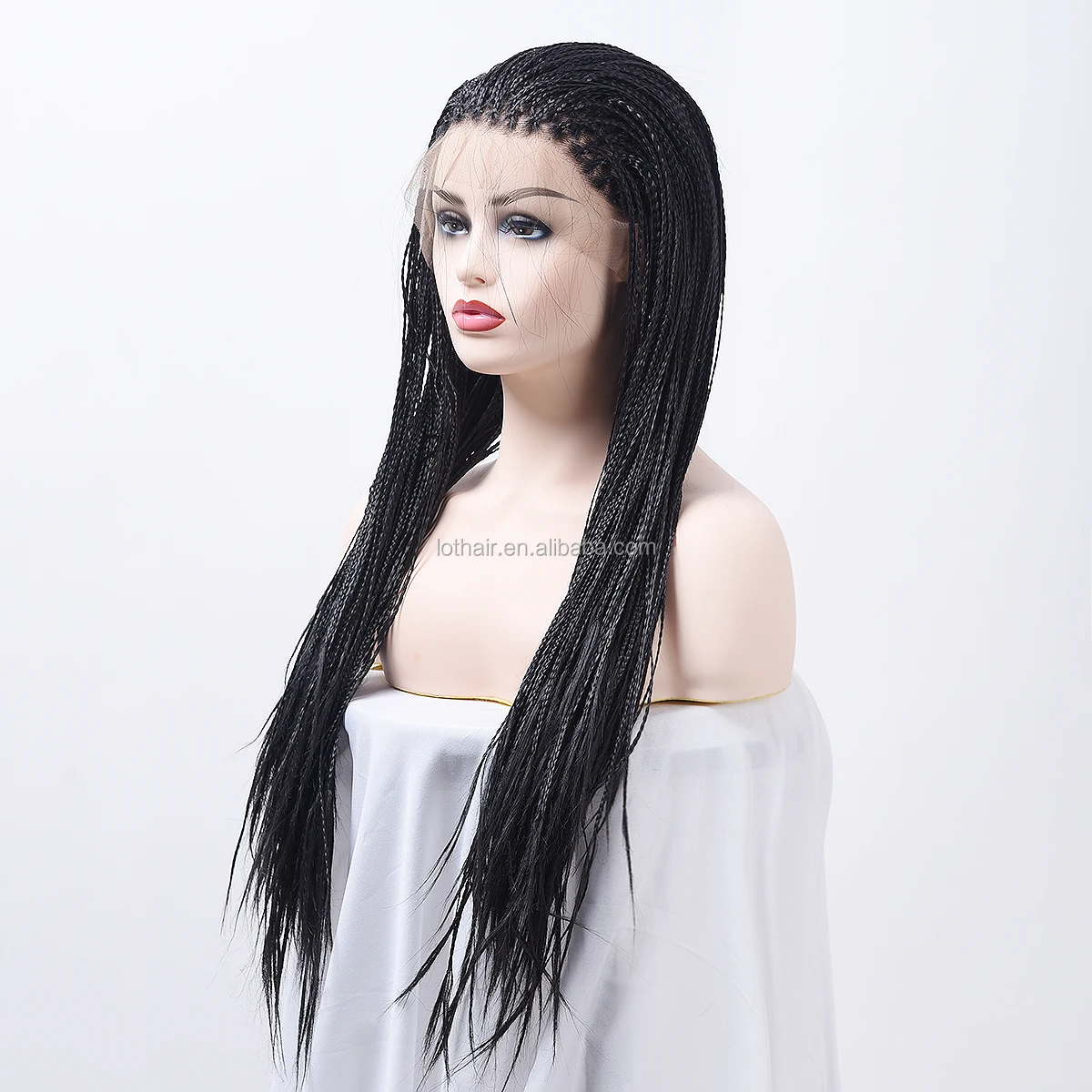 most popular cheap price large stock black synthetic braided lace front wigs for black women