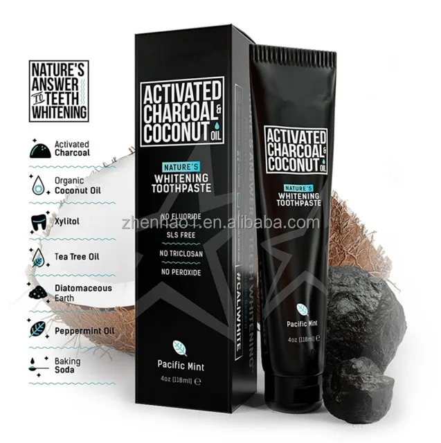

Natural fluoride free & sls free teeth whitening activated organic black coconut charcoal toothpaste