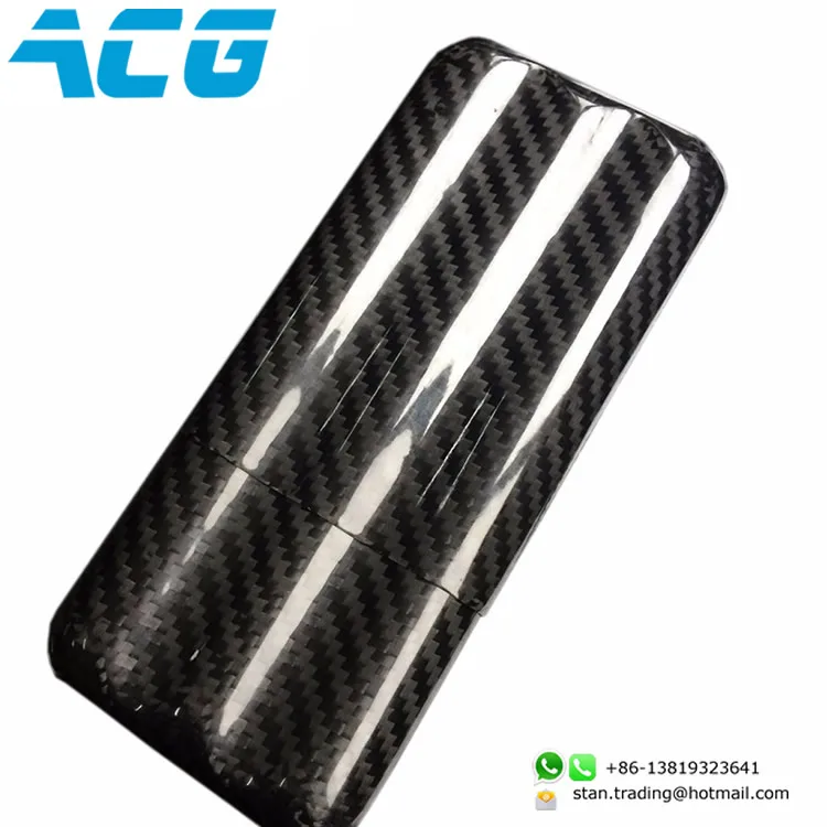 

3 Tube Portable Carbon Fiber Cigar Case