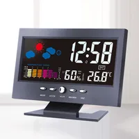 

Acoustic Control Color screen temperature humidity weather forecast calendar alarm clock