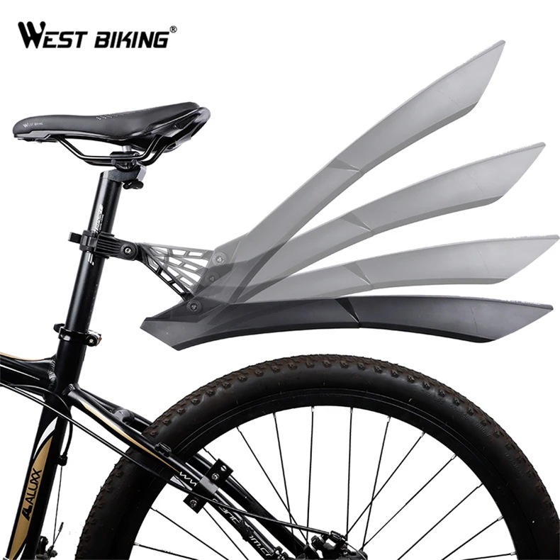 

WEST BIKING Quick Release Mountain Bike 2PCS Front Rear Cycling Bike Mudguard Wing 27.5 29 inch MTB Bicycle mudguard, Black