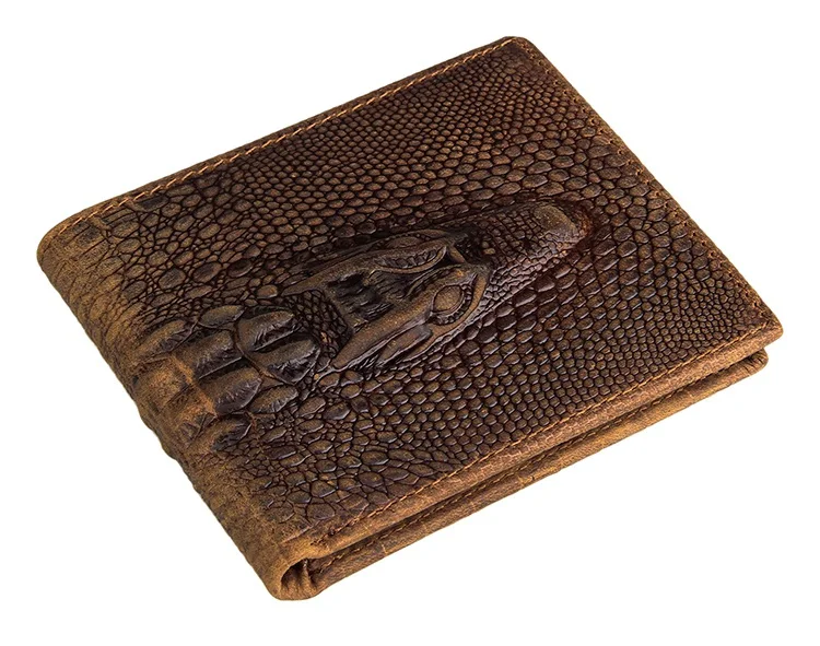 

JMD Crocodile Pattern Crazy Horse Leather Men's Card Holder Slim Leather Wallet 8029C