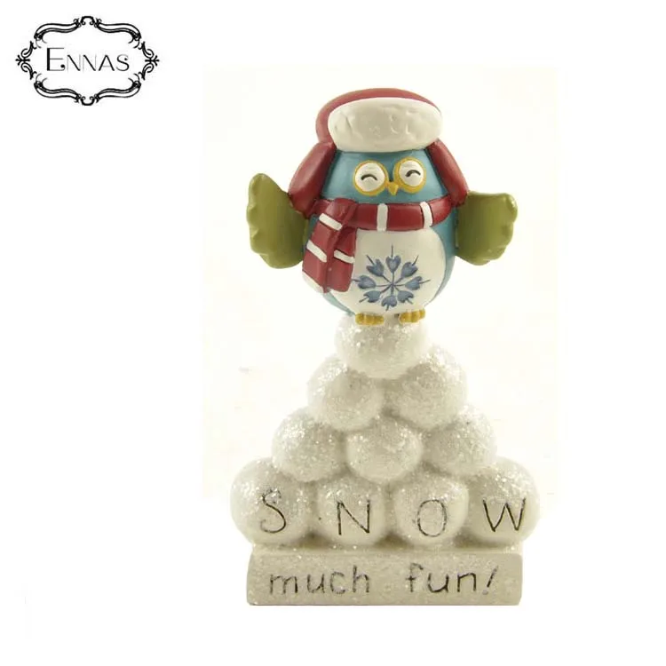 Owl snowballs blocks christmas figurine with 'snow much fun' crafts